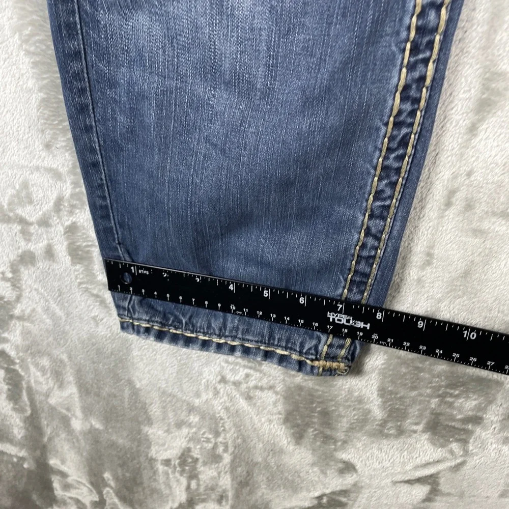 True Religion Straight Jeans Mens 36 Blue Pre-owned Thick Stitch Flap